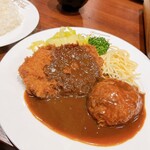 レストラン フライヤ - Aランチ ヘレカツとミンチボール