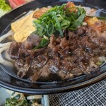 西食堂 - 伊賀牛肉うどん♪卵焼き、カボチャ天、ちく天ものってます