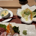 鮨政庭 - サラダ•茶碗蒸し