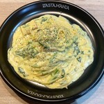 PASTA MANIA - カルボナーラ　ほうれん草と生胡椒トッピング　生胡椒は別皿