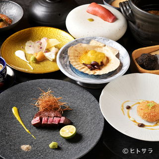 匯集日本的時令食材和世界的珍品食材，創造出能打動五感的美味