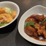 廣東料理 民生 - スーパーランチ(選べるメイン2品)海老のトビコマヨソース、酢豚