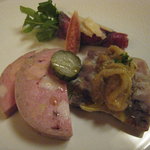 リストランテ ラ・バリック トウキョウ - 自家製モルタデッラと豚のテリーヌ　焼きなすのサラダ添え
