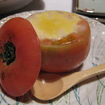 芭新萃 - 夕食：まるごとトマトを器にしたグラタン？