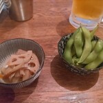 Izakaba Soi Ginta - お通し、金平れんこんと枝豆