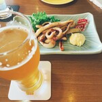 はこだてビール - 料理写真:ヴァイツェンとイカの炙り焼き　函館らしく（＾ω＾）