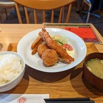 ファーマーズレストラン はなや - カニクリームコロッケ＆海老フライセット