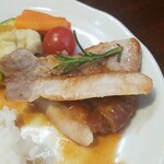 キッチン ブルー グローブ - ローズマリーをシフト、まだ肉厚なロースソテー