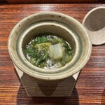 薪鳥新神戸 - 鶏とレタスの茶碗蒸し