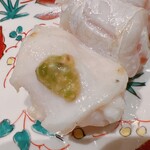 温石 - 真ハタの頰肉を実山椒ソースでいただきます