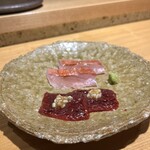 恵比寿 鮨 藤 - 金目鯛昆布じめとくじら刺し