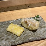 恵比寿 鮨 藤 - 甘鯛の松かさ揚げととうもろこし天ぷら