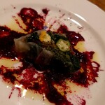 ウエストパパ - 旬の野菜のテリーヌ・ビーツと広島レモンのソース