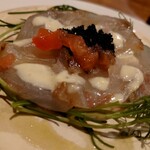 ウエストパパ - スズキのカルパッチョ・おかひじきを添えて