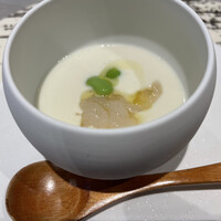 Global French Kitchen 雫 - ④新生姜のヴィシソワーズ　
                       富山県産白海老のマリネ