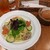 アフタヌーンティー - 料理写真:季節限定サルシッチャとズッキーニのグリーンクリームソースパスタ（パン付）