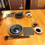 いざかや しん - セッテングされたテーブル上です(o^^o)