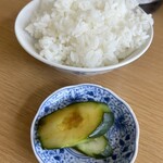 江ちゃんラーメン - ご飯と漬物♪