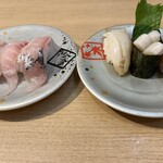 回転寿司 鮮 - お代わり　白身3点　貝3点