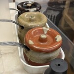 とんかつ 川久 - 注意深く見ないとどれがソースかわからん