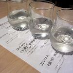 五徳 - 日本酒飲み比べ（貴　特別純米、鳳凰美田　純米大吟醸　生、伯楽星　純米吟醸）