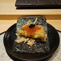 京橋 天冨良と鮨 いしい - 天巻き(雲丹天麩羅・いくら・キャビア)