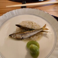 からすみ蕎麦 月と松 - 小鮎とウルカのリゾット