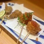 魚肴マル - 名物　魚串揚げ　＠350円