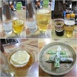 初訪/酎ハイボール￥360/瓶ビール(小)￥340/お通し