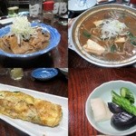 伊勢元酒場 - 肉煮込み￥410/にこみ豆腐￥530/ニラ玉炒め￥360/おしんこ￥250