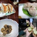 伊勢元酒場 - 自家製焼餃子￥360/自家製シューマイ￥380/かきのさんしょう煮480