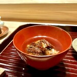 多仁本 - 食事の〆は定番の鰻の佃煮　ほうじ茶茶漬け　啜り込んでしまう