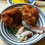 珠むら - 鶏のから揚げ＋イカの和え物