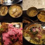 Spice&Dining KALA - ミールスをターリー（銀色の大皿）で混ぜているところ。辛いカレー、甘いカレーなど様々な味がミックスされて格別な味になります