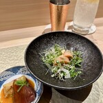 鮨 富かわ - 桜鱒コンフィ、スプラウト