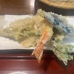 そばの実 - 天ぷら5種。山菜と山芋、茄子、海老、、、あと何だっけ。