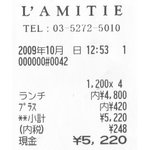 ラミティエ - 馬場"L’A MITIE"ランチレシート