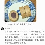 249318463 - なんのお菓子に見えるかChatGPTに聞いてみたら回答が斜め上すぎて…バームクーヘン羊羹ってそんなお菓子ある？てか日本のどこで人気なの？？