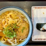 うどんの祥 かな泉 - きつねうどん大+おにぎり昆布