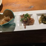 磯くら - 焼魚コース2860円の季節の前菜三種盛