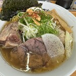 Chuukasoba Hanzawa - 限定 常陸牛出汁(牛骨、テール、仔牛の骨)ラーメン 1600円　ねぎトッピング