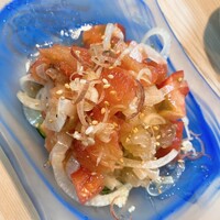 割烹 むら山 - 車海老とトマト、グレープフルーツサラダ