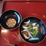 天橋立 幽斎 - とり貝（身、キモ）の山菜沢煮 破竹・椎茸・ワラビ・山ウド・木の芽