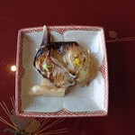 天橋立 幽斎 - とり貝炙りにぎり煮つめ（ワサビ） とり貝の西京漬け炙り（柚子胡椒）