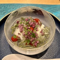 日本料理秀たか - 白神山地のじゅんさいと熊本の金鱧のお椀