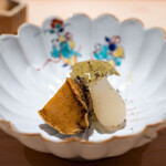 鮨仙八 - 2024.5 酒蒸しトコブシと肝リゾット 辣韮（らっきょう）添え