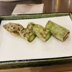 天ぷら はせ川 - 大き過ぎるアスパラ。火入れが絶妙。