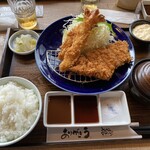 とんかつマ・メゾン 長久手店 - エビフライとロースカツ定食ご飯大