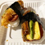 MUSUBI CAFE IYASUME Waikiki Beach Walk - SHRIMP TEMPURA & AVOCADO $3.88
            EEL AVOCADO EGG $4.88
