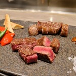 八重洲 steak & seafood 鉄板焼き 一心 - 黒毛和牛サーロインとフィレ食べ比べ